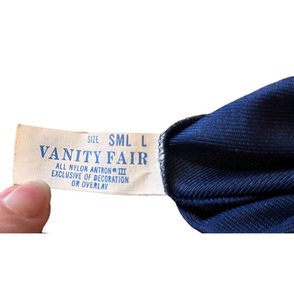Vintage Vanity Fair Cami 34 and Slip Navy Blue Set Made in USA Lacy - Picture 6 of 7